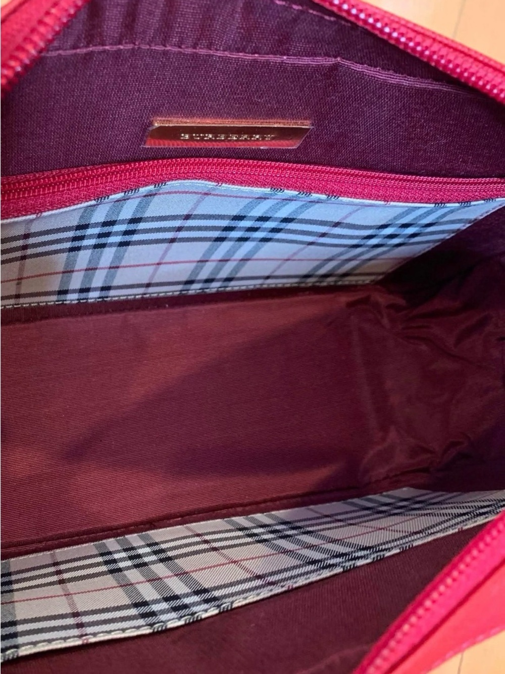 Burberry Red Structured Saffiano Satchel with Gold Hardware - Picture 11 of 12